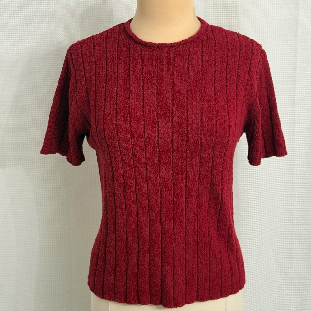 Westbound Short Sleeve Classic Crewneck Ribbed Knit Sweater
